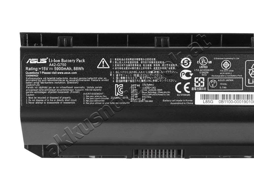 5900mAh 8 Zellen Asus G750JS Akku