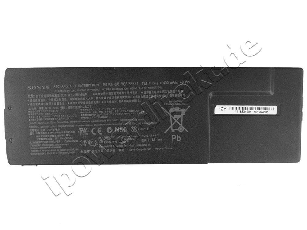 Original 6 Zellen 4400mAh Sony Vaio SVS131190S Akku