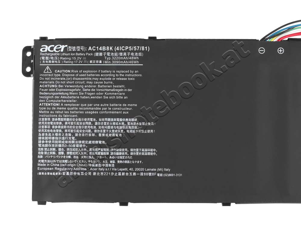 Original 3220mAh 48Wh 4 Zellen Acer Aspire 7 A715-71G-55R7 Akku