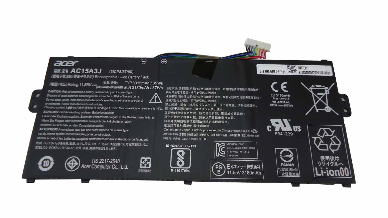 3315mAh 39Wh Akku für Acer Chromebook Spin 511 R752TN-C6BC