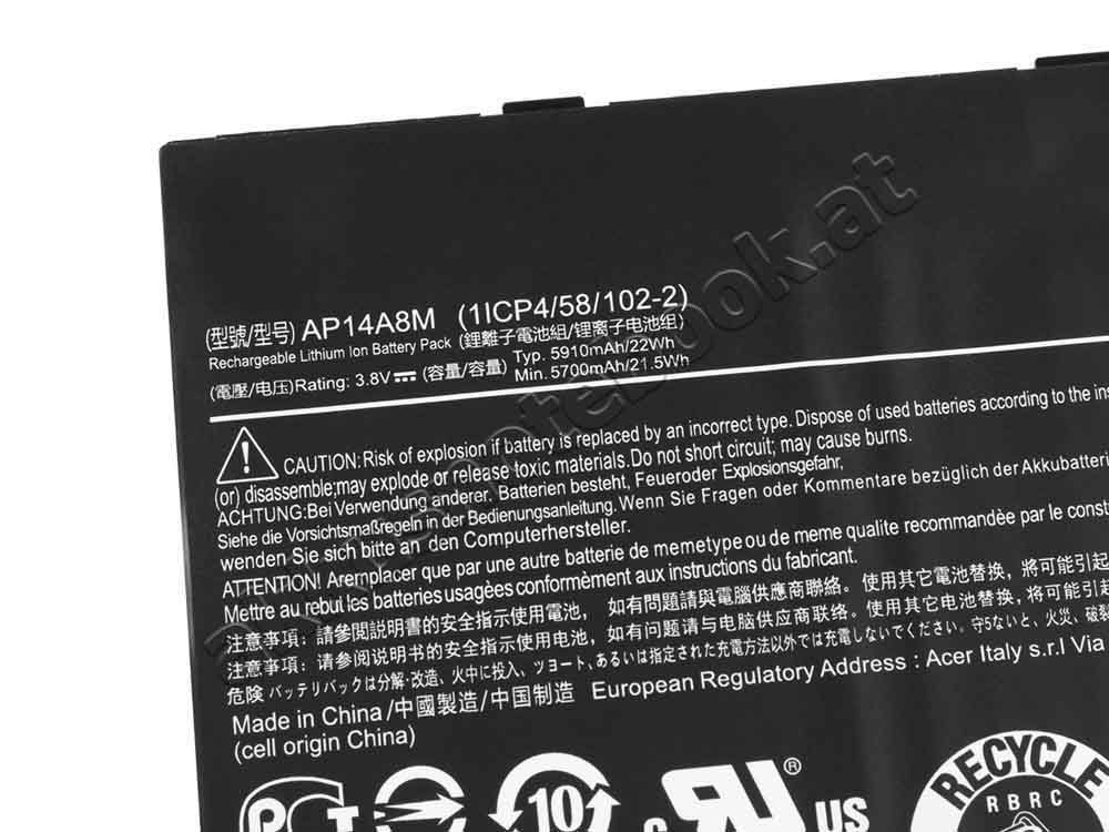 5910mAh 22Whr 3 Zellen Acer Aspire Switch 10E SW3-013 Akku