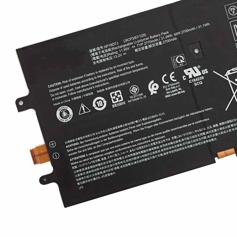 2770mAh 31.9Wh 3 Zellen Acer Swift 7 SF714-52T-76X0 Akku