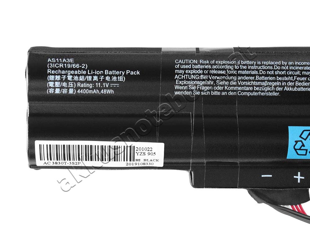 4400mAh 48Wh 6 Zellen Acer Aspire TimelineX 3830T-2314G50n Akku