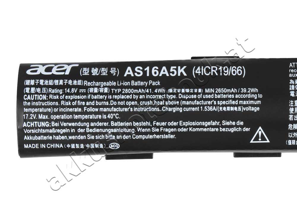 2800mAh 41.4Wh 4 Zellen Asus Aspire F5-771G-76AS Akku