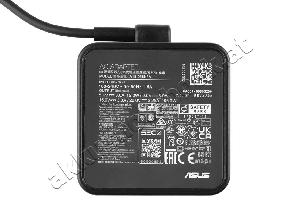 Original 65W USB-C Asus 437B00217 Netzteil Ladegerät + Kabel