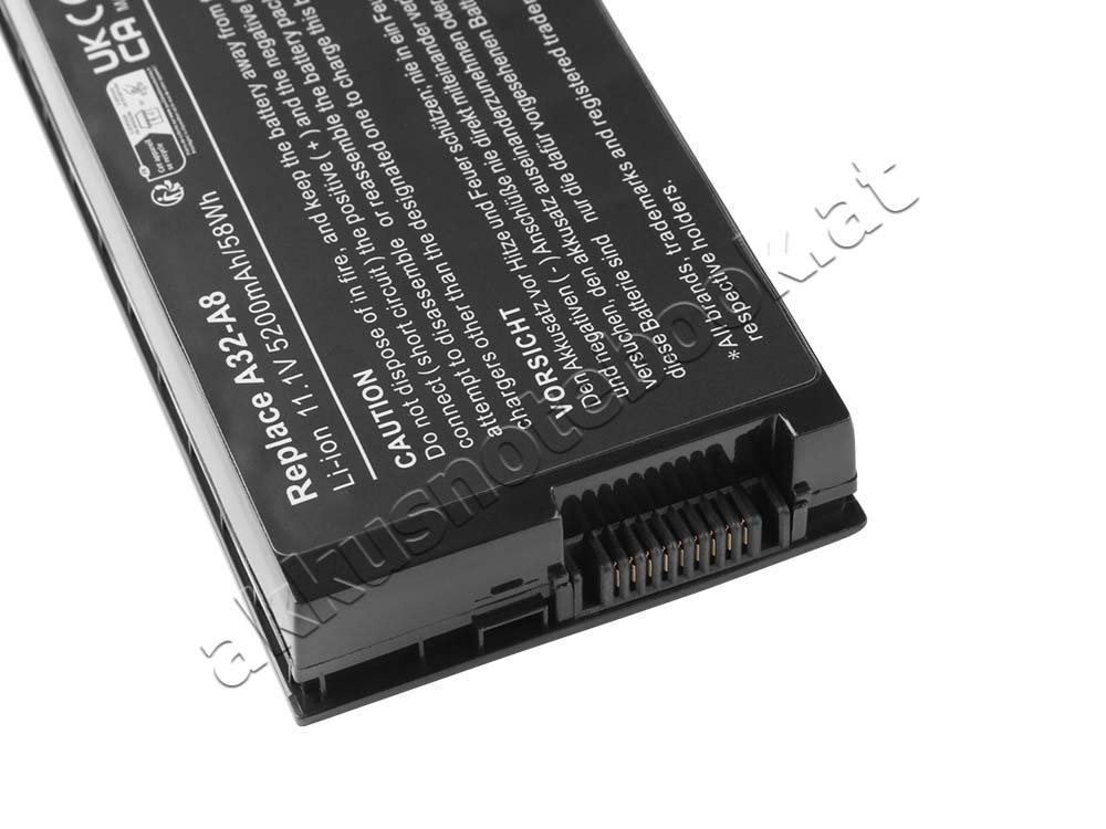 4800mAh 49Wh 6 Zellen Asus A8H Akku