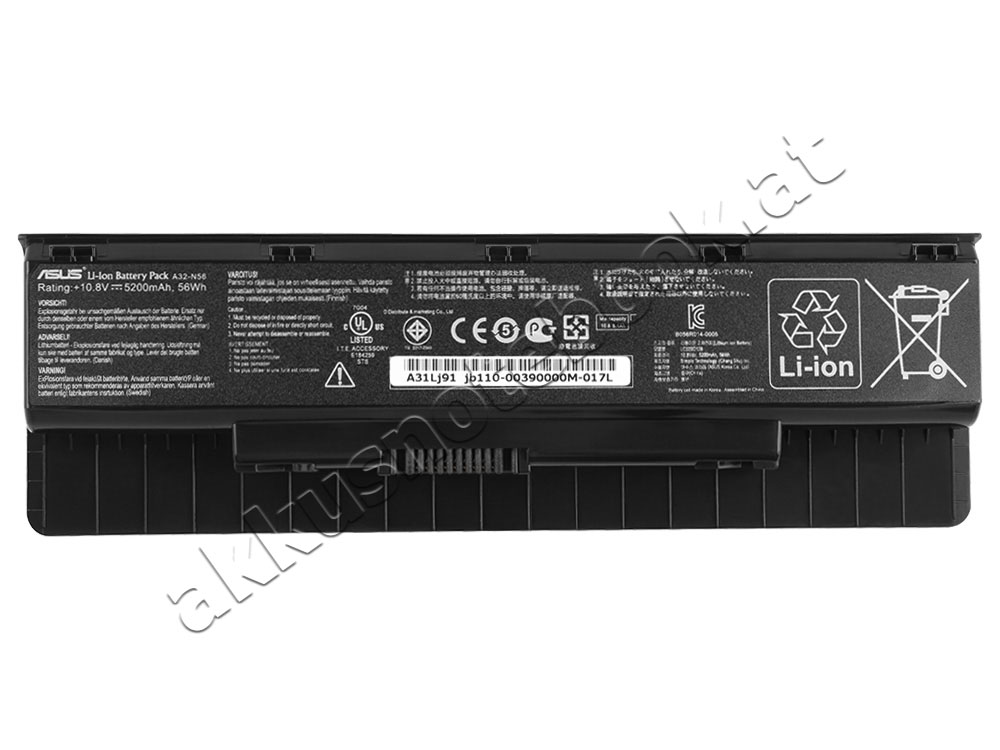 6 Zellen Asus N76VZ-V2G-T1033D N76VZ-V2G-T1033V Akku