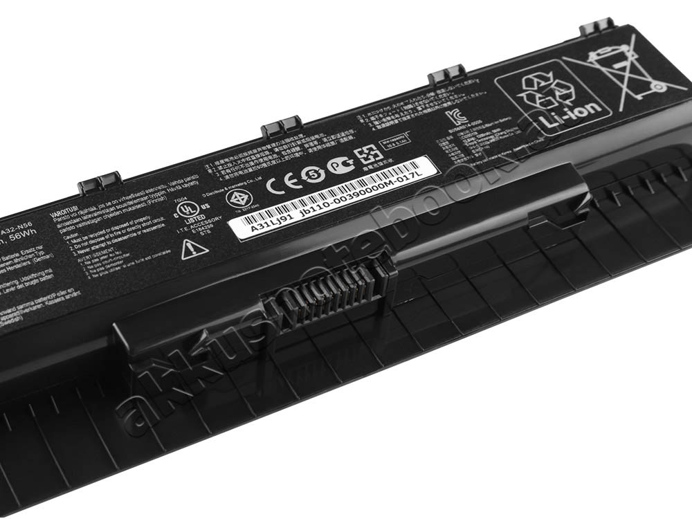 6 Zellen Asus N76VM-V2G-T5063V N76VM-V2G-T5015V-BE Akku