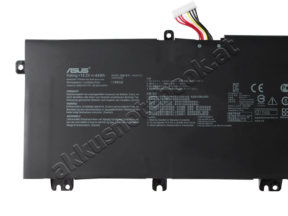 64Wh 4 Zellen Asus GL503VM-1B GL503VM-1D Akku