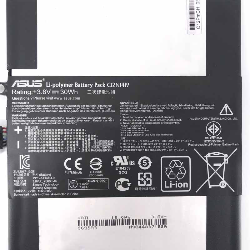 Original 3.8V 7660mAh 30Wh Akku für Asus C12N1419 C12PMCH