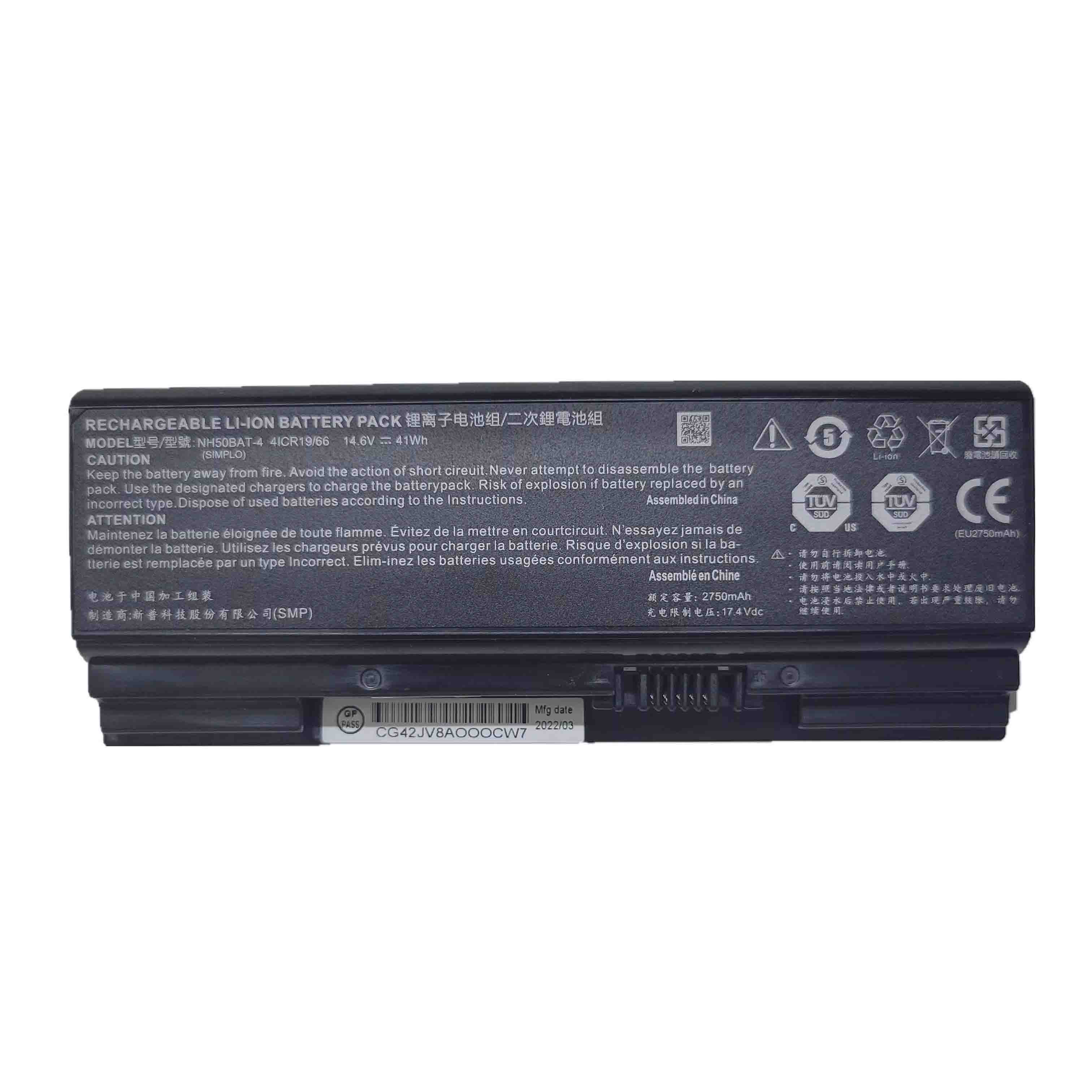 2750mAh 41Wh 4-Zellen Clevo NH55DPQ Akku