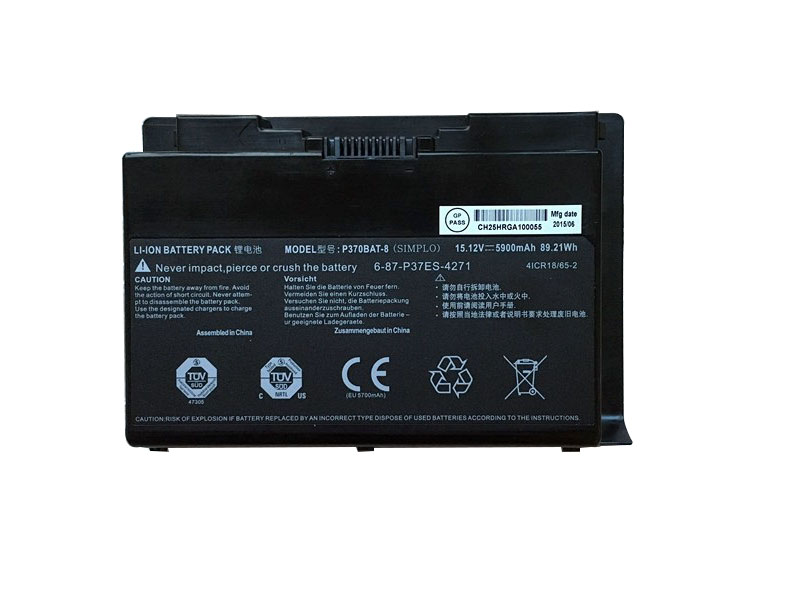 5900mAh 89.21Wh 8 Zellen Clevo 6-87-P37ES-427 Akku