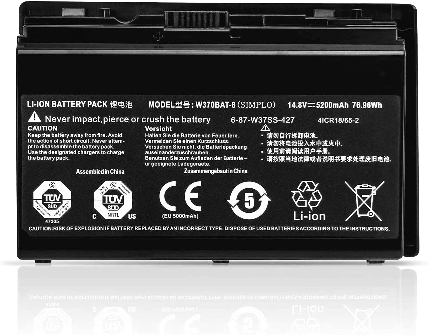 5200mah 76.96Whr 8-Zellen Gigabyte P2742 Akku