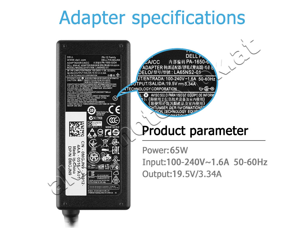 Original 65W Dell Inspiron 5509 P102F P102F002 Netzteil Ladegerät