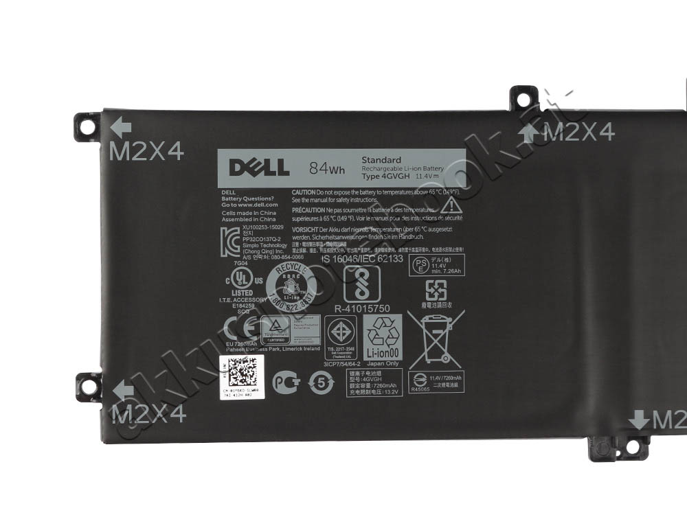 Original 84Wh Dell XPS 15 9550-0436 Akku