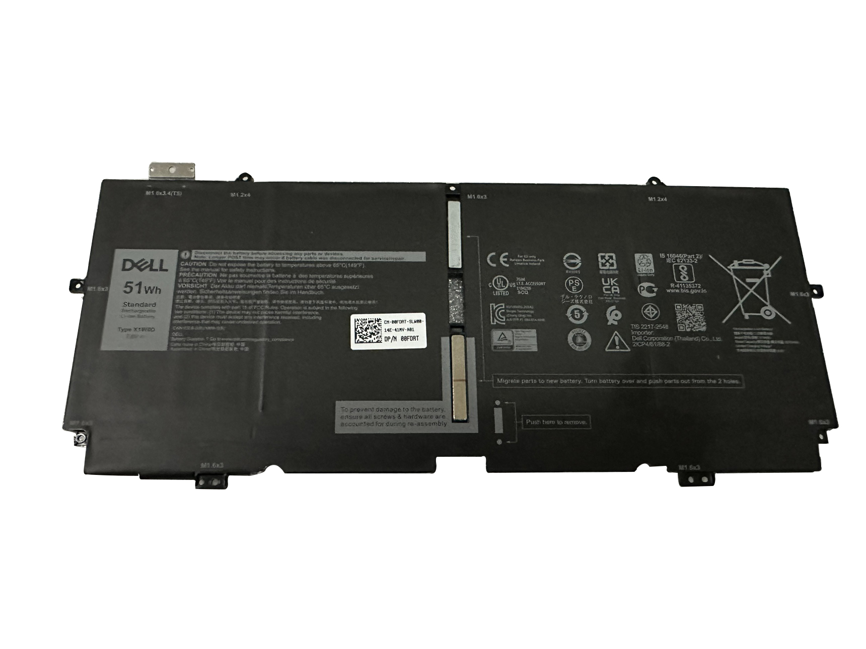 Original 6710mAh 51Wh 4 Zellen Akku für Dell XPS 13 9310 2-in-1