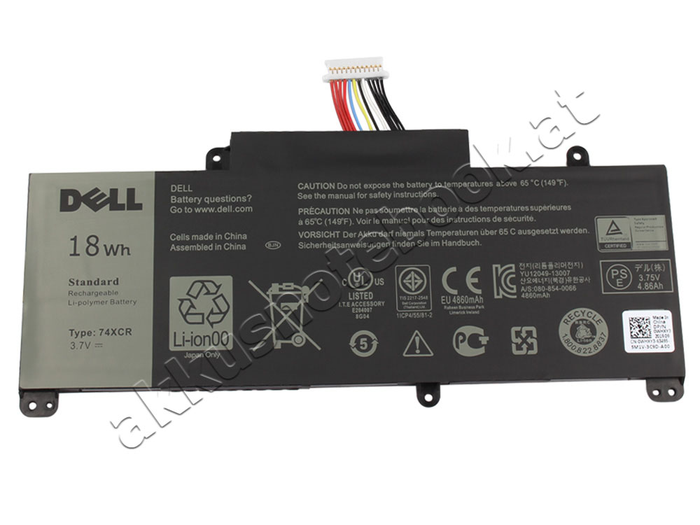 Original 18Wh Akku Dell 074XCR 74XCR