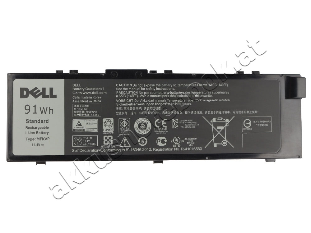 Original 6 Zellen 91Wh Dell Precision 7720-3NCRV Akku