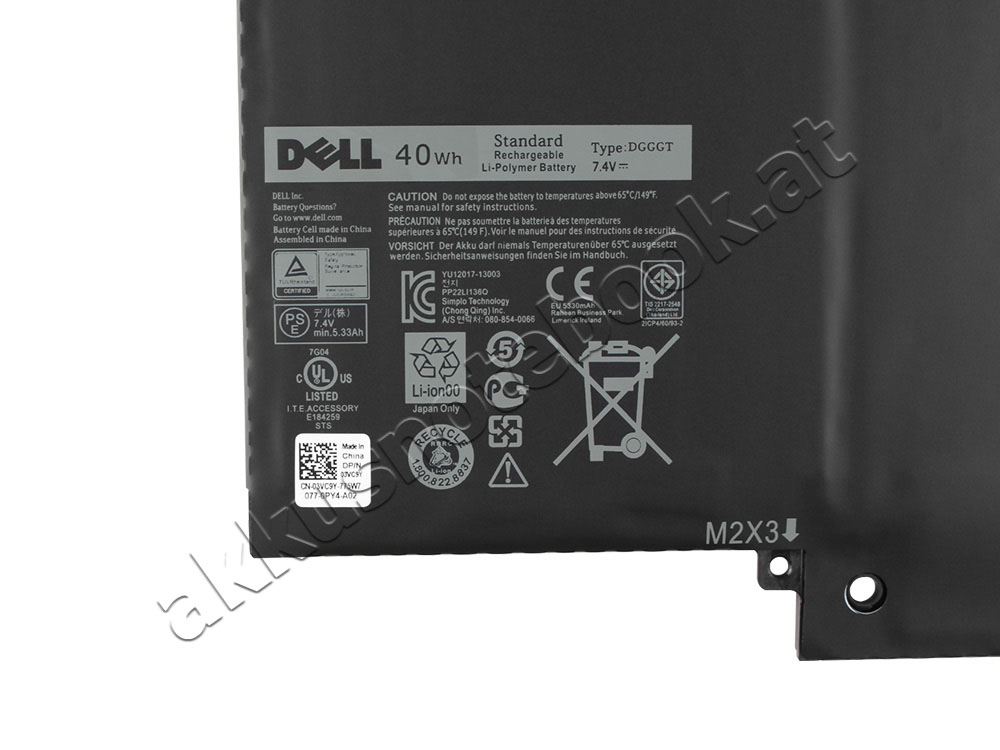 Original 5400mAh 40Wh 6 Zellen Dell DGGGT Akku