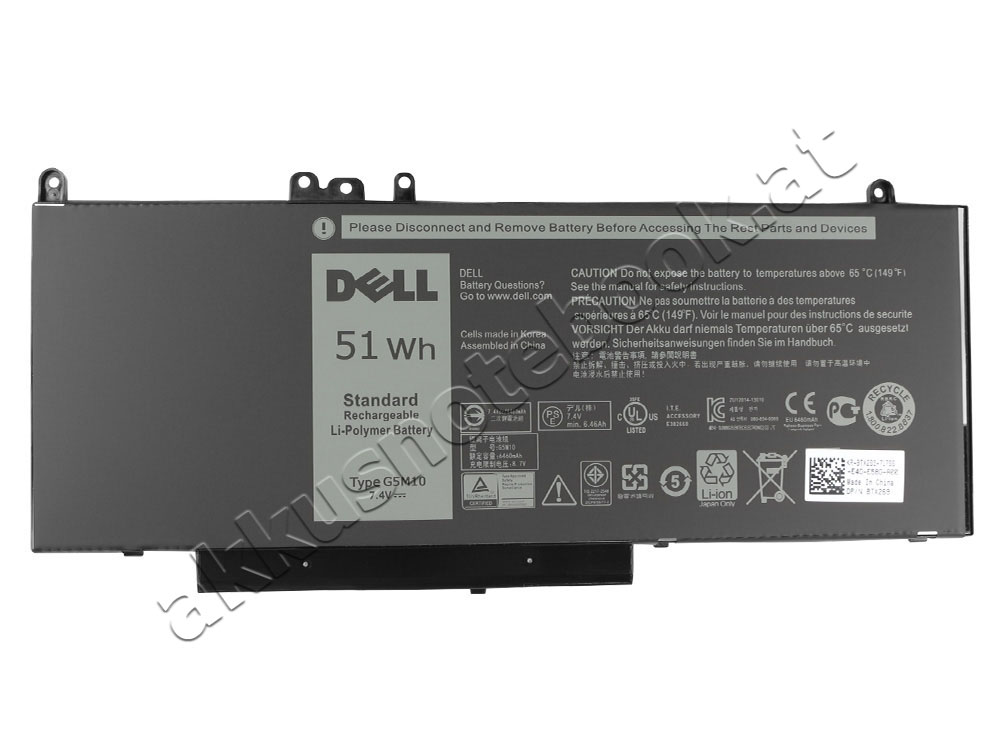 Original 51Wh 4-Zellen Dell Latitude 12 E5250 P25S001 Akku