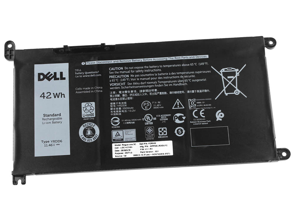 Original 42Wh 3 Zellen Dell Latitude 3310 2-in-1 P118G001 Akku