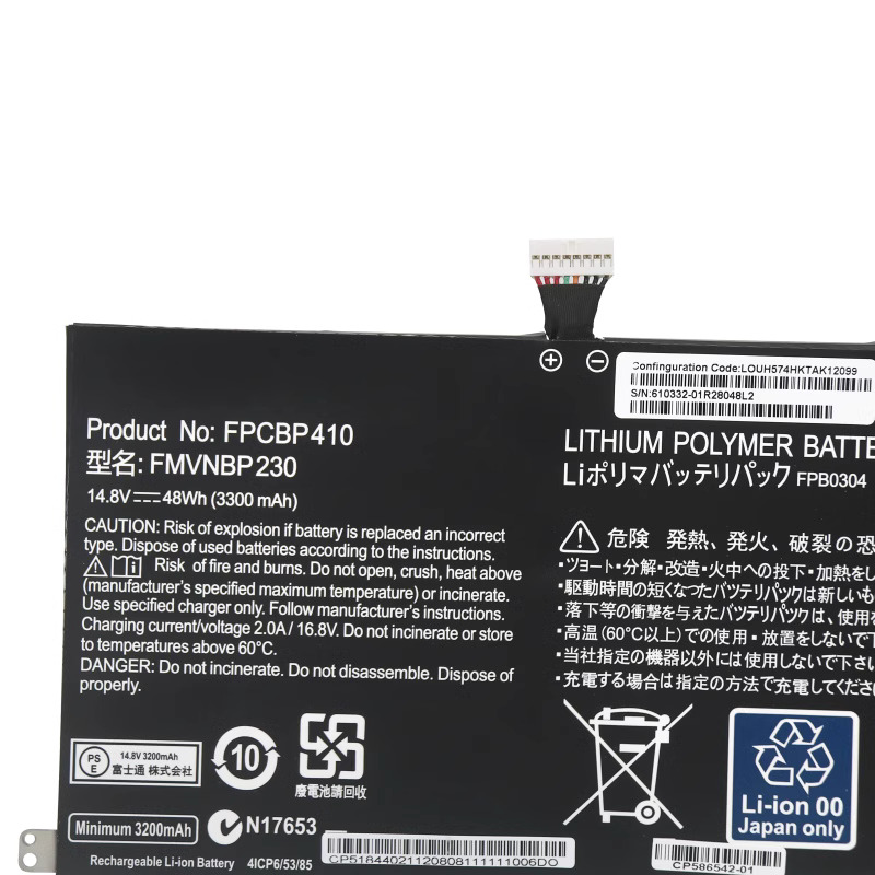 Original 3300mAh 48Wh 4-Zellen Fujitsu FMVNBP230 FPB0304 FPCBP410 Akku