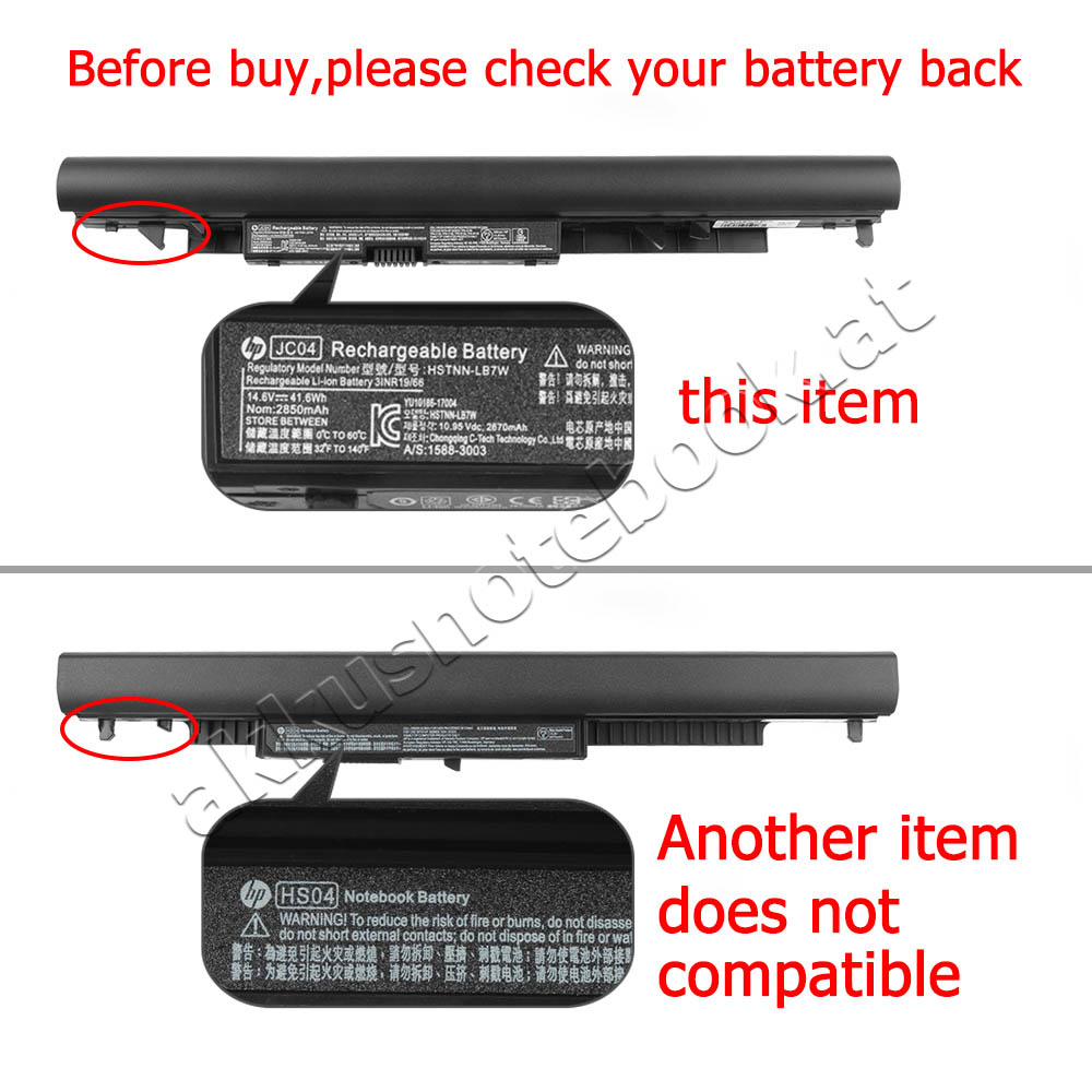 2850mAh 41.6Wh 4 Zellen HP 240 G6 4AN66PA Akku