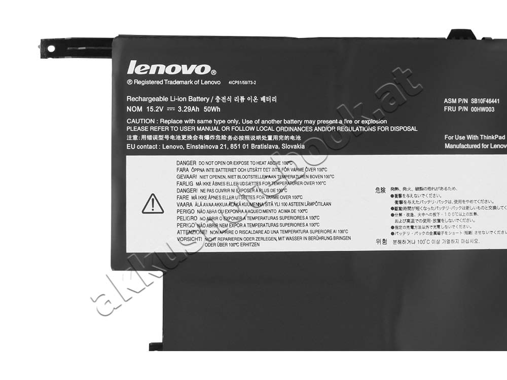 50Whr Lenovo SB10F46441 00HW003 Akku