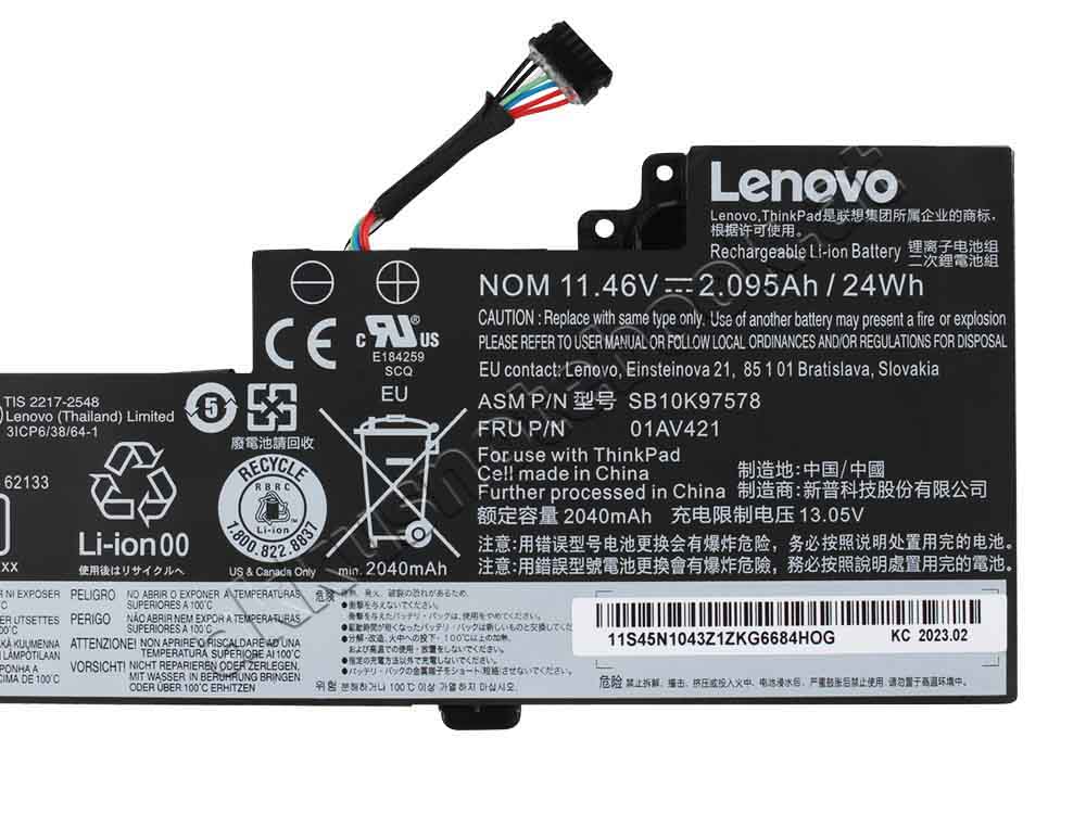 Original 2095mAh 24Wh 3-Zellen Lenovo ThinkPad A485 20MU Akku