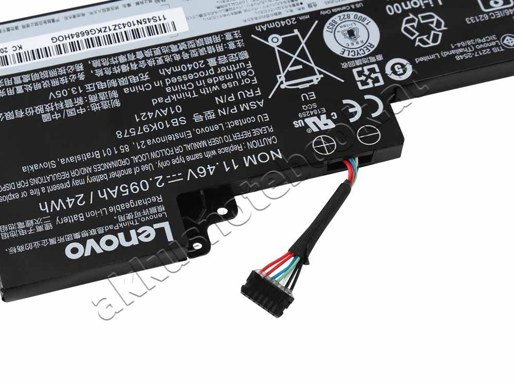 Original 2095mAh 24Wh 3-Zellen Lenovo SB10K97577 SB10K97578 Akku