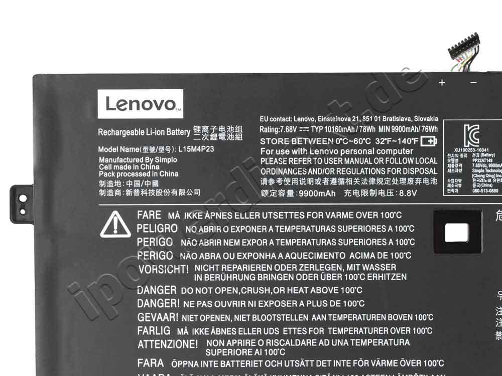 10160mah 78wh Lenovo Yoga 910-13IKB 80VF00C6GE Akku