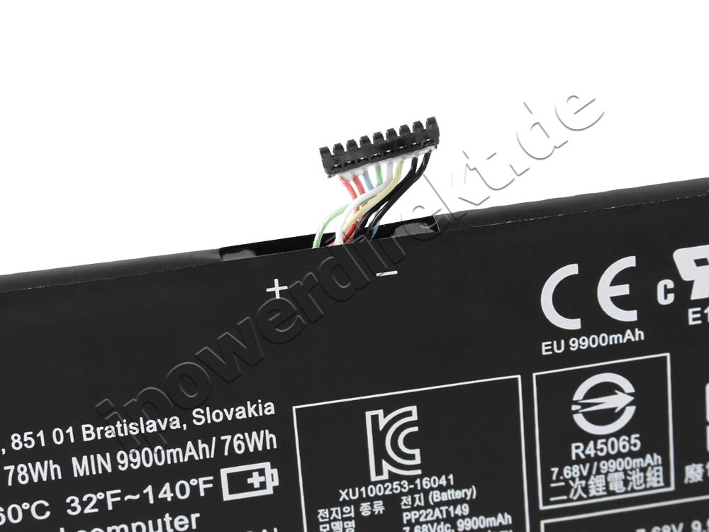 10160mah 78wh Lenovo Yoga 910-13IKB 80VF0091MZ Akku