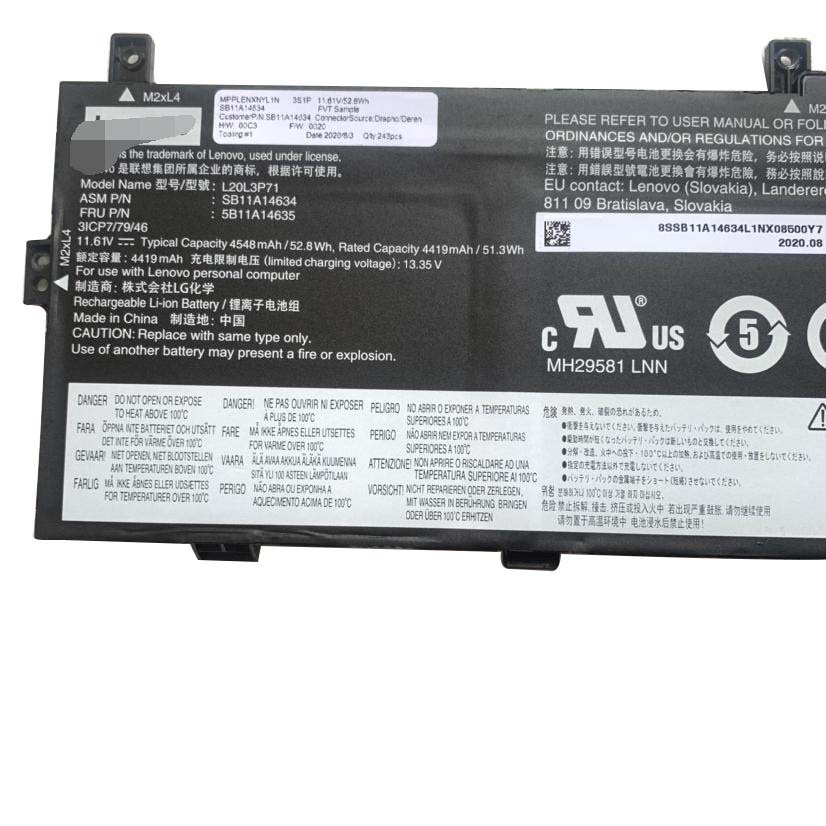 Original 11.58V 4560mAh 52.8Wh Akku für Lenovo ThinkPad X13 Yoga Gen 2 20W8000PGB