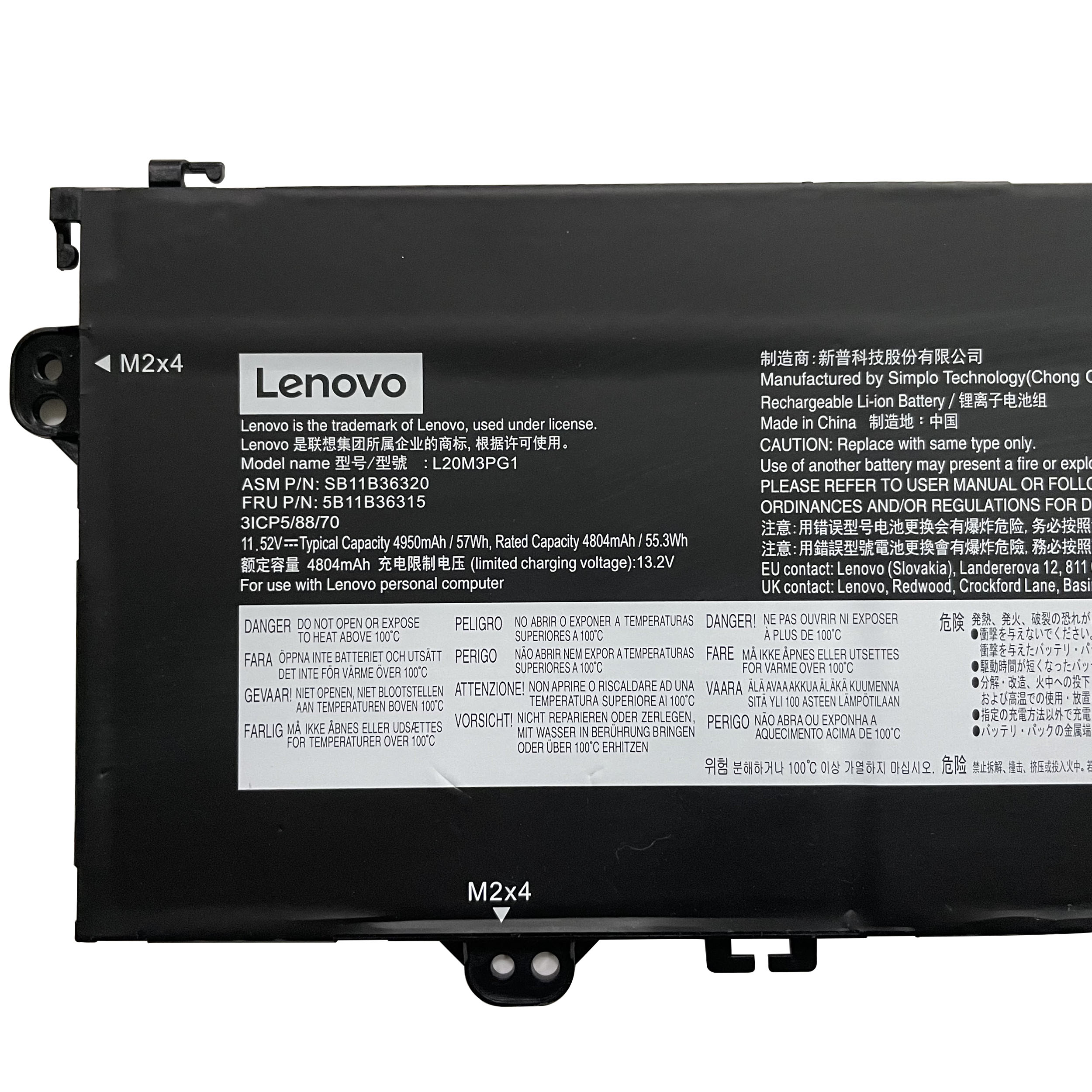 Original 11.52V 4950mAh 57Wh Akku für Lenovo 14w Gen 2 82N8001JGE