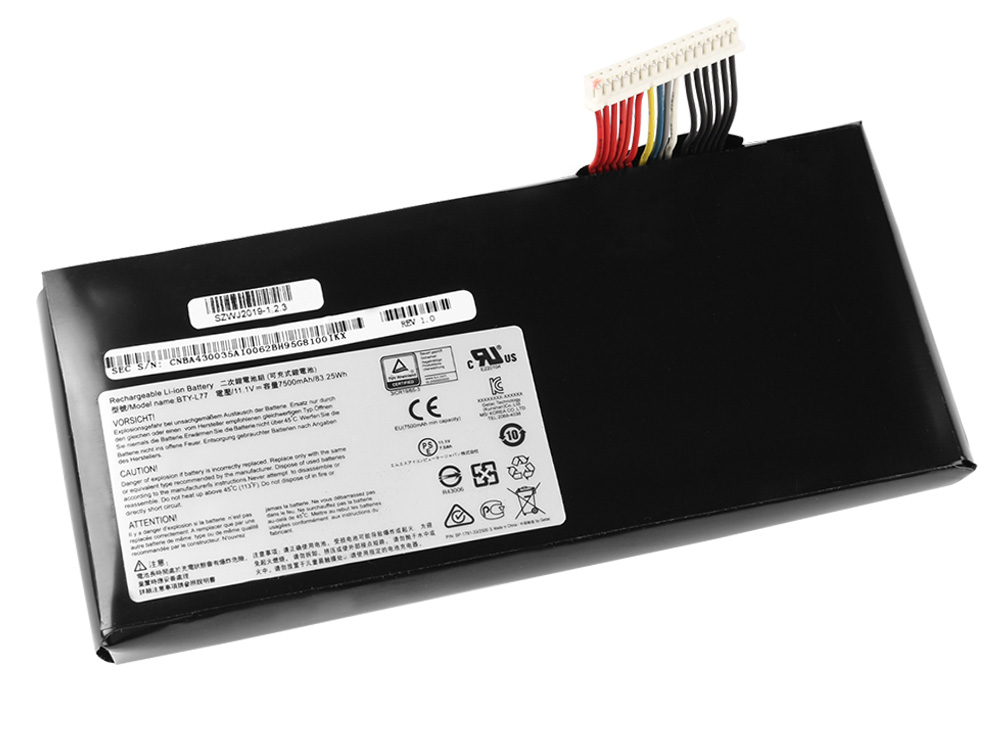 7500mAh 83.25Wh 9-Zellen Akku MSI BP-1781-33/2500