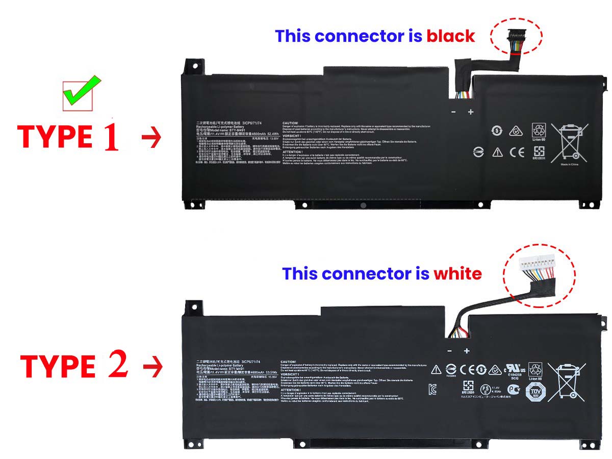 4600mAh 52.4Wh 3-Zellen MSI Stealth 15M A11SEK-010 Akku