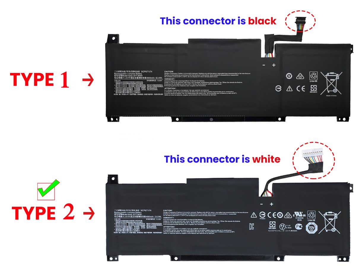 4600mAh 52.4Wh 3-Zellen MSI Modern 14 C13M Akku