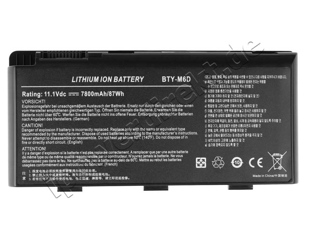 7800mah MSI GT70 2PE-1230XPL GT70 2PE-1231XPL Akku