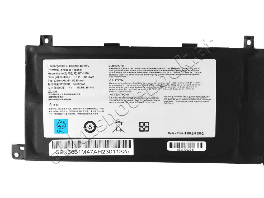 Original 15.2V 5380mAh Akku für MSI P75 Creator 9SD-638MY