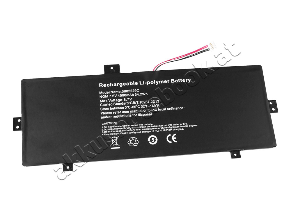 10000mAh 38Wh 2 Zellen 5-Line Akku für Medion 40063680