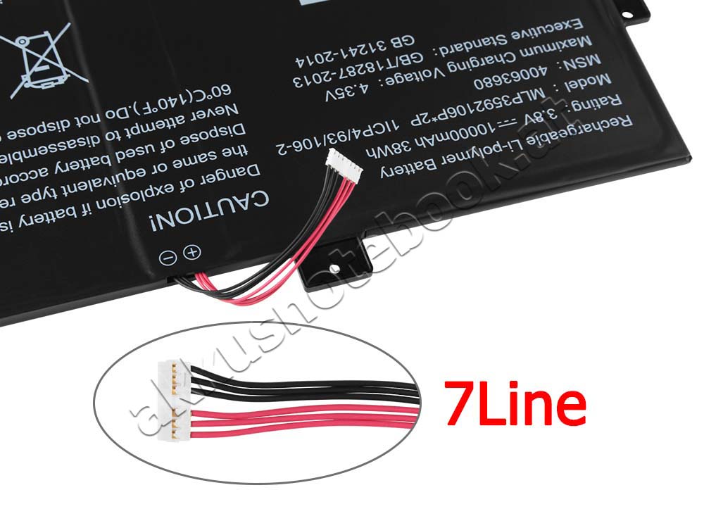 10000mAh 38Wh 2 Zellen 7-Line Akku für Medion Akoya E2215T MD 60419