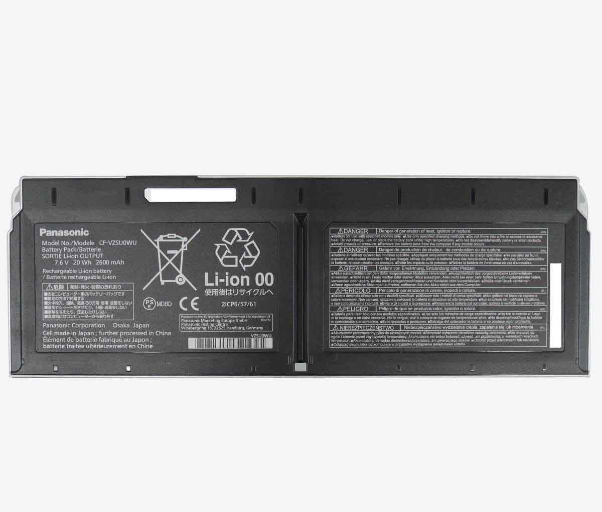 Original 2600mAh 20Wh 2-Zellen Panasonic CF-XZ62DCQR Akku