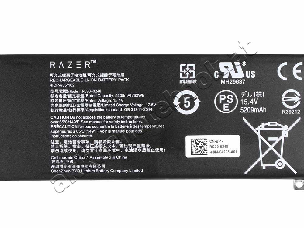 Original 5209mAh 80Wh 4 Zellen Akku Razer Blade 15 RZ09-03135EM3-R3N1