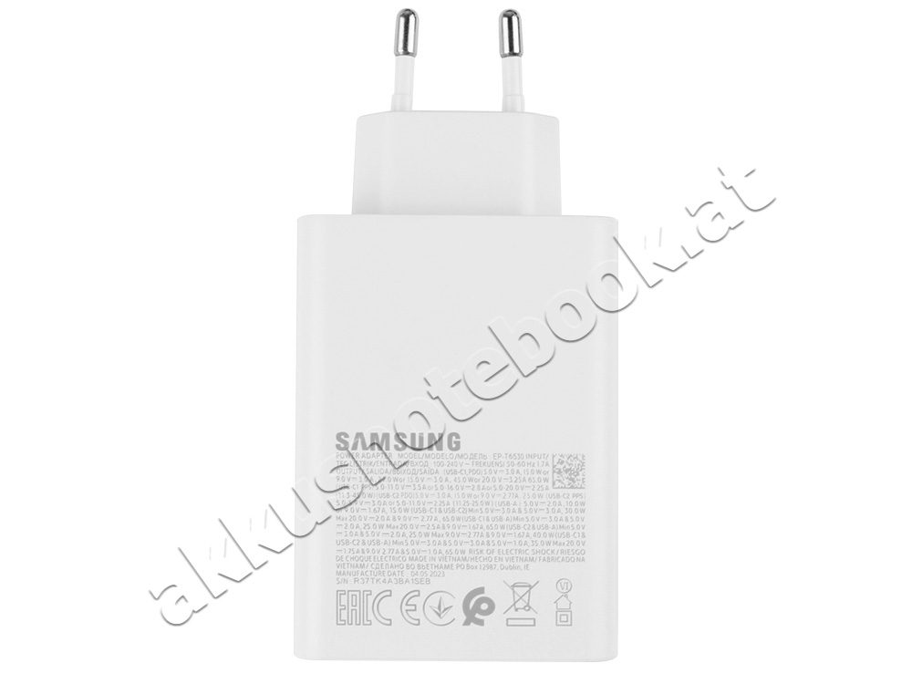 Original 65W Samsung Galaxy Book4 360 15 NP750QGK-KG5DE Trio Netzteil Ladegerät