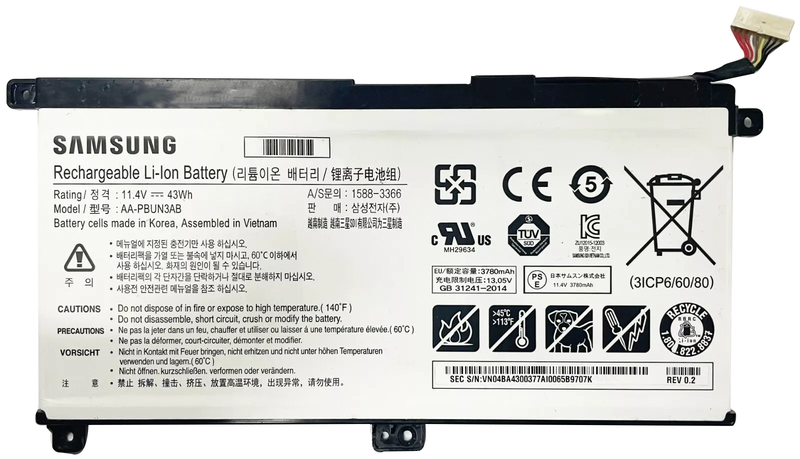 Original 3780mAh 43Wh Samsung NT500R5M-K28B Akku