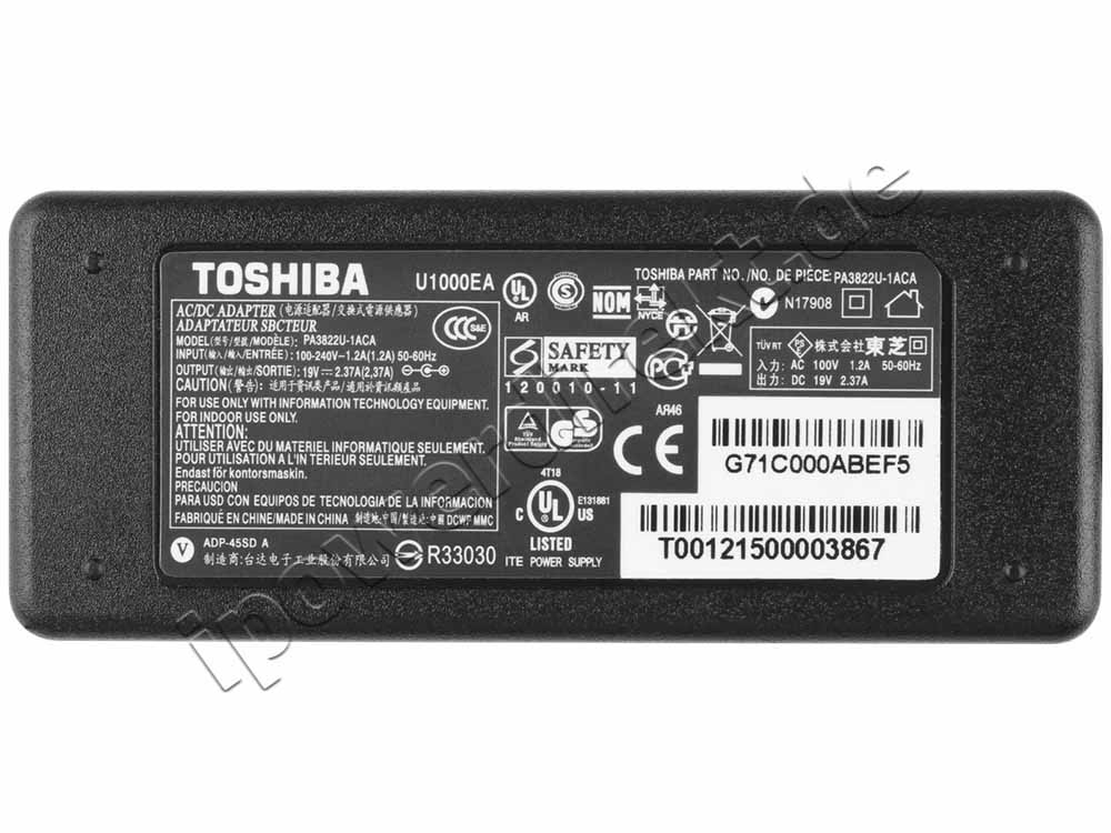 Original 45W Toshiba Dynabook Satellite Pro C40-J-11F Netzteil Ladegerät + Kabel