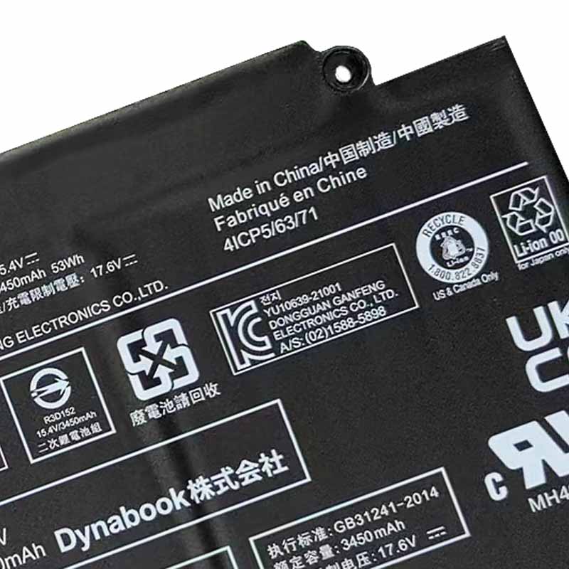 Original 3450mAh 53Wh 4-Zellen Toshiba Dynabook Tecra A50-J Akku