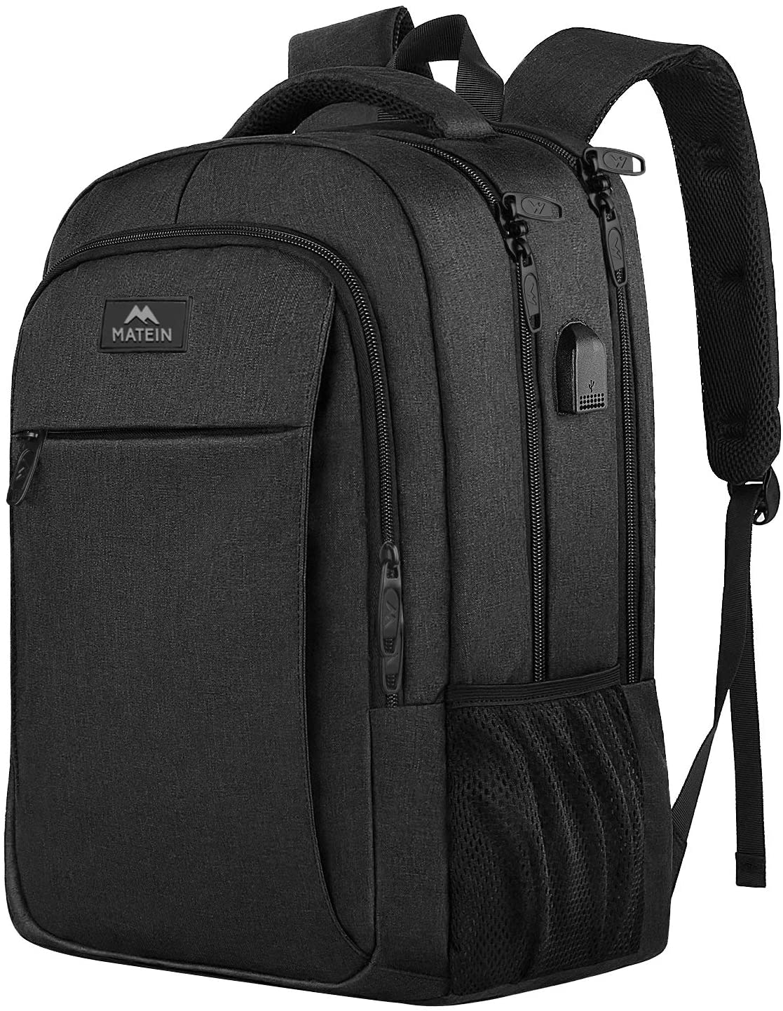 15.6 Zoll Laptop-Rucksack Anti-Diebstahl-Geschäftsreise-Arbeits-Computer-Rucksack mit USB-Ladeanschluss Schwarz - zum Schließen ins Bild klicken