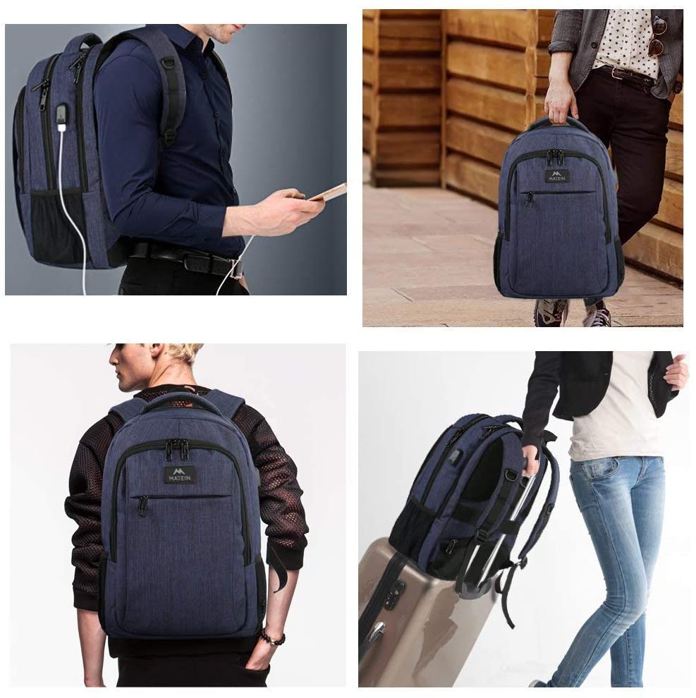 15.6 Zoll Laptop-Rucksack Anti-Diebstahl-Geschäftsreise-Arbeits-Computer-Rucksack mit USB-Ladeanschluss Blau