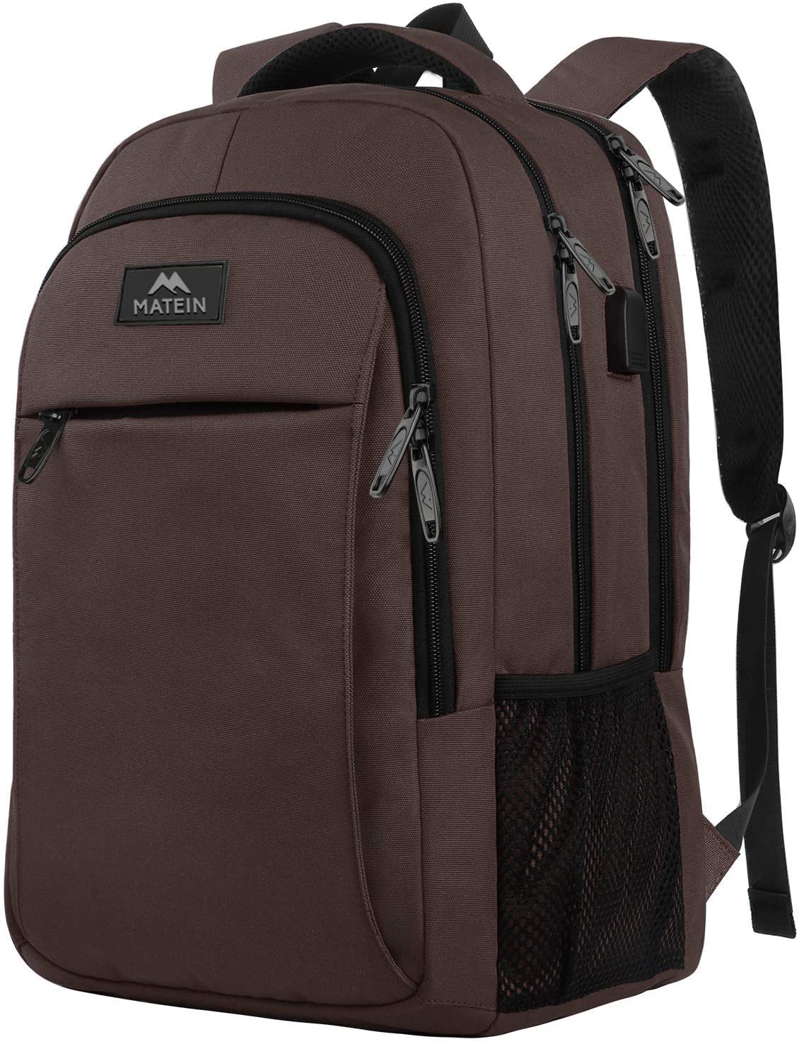 15.6 Zoll Laptop-Rucksack Anti-Diebstahl-Geschäftsreise-Arbeits-Computer-Rucksack mit USB-Ladeanschluss Braun